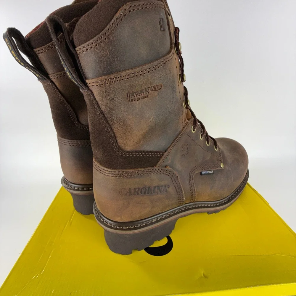 Carolina CA8508 Men 9 Inch Broad Toe Insulated‎ Waterproof Logger Boots 10 2E